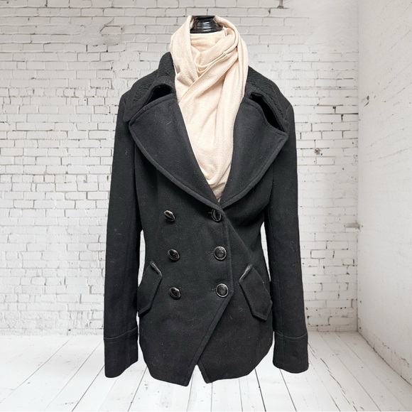 le chateau Jackets & Blazers - le chateau Black Double-Breasted Pea Coat